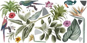 Zidna naljepnica s tropskim lišćem i životinjama 80 x 160 cm