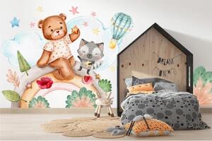 Zidna naljepnica za djecu čarobno mjesto sa životinjama 60 x 120 cm