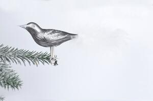 Set od 3 staklena božićna ukrasa u obliku ptice srebrne boje Ego Dekor