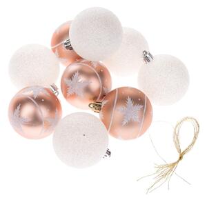 Set od 9 rozo-bijelih visećih božićnih ukrasa Dakls