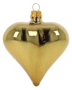 Set od 3 staklena božićna ukrasa u obliku srca u zlatnoj boji Ego Dekor