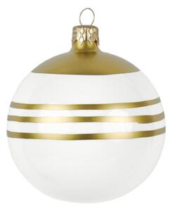 Set od 3 staklena božićna ukrasa u bijelo-zlatnoj boji Ego Dekor