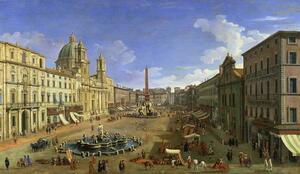 (1697-1768) Canaletto - Reprodukcija umjetnosti View of the Piazza Navona, Rome, (40 x 22.5 cm)