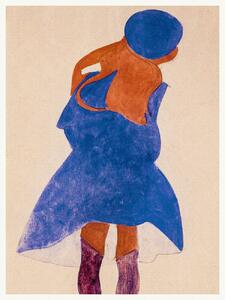 Reprodukcija umjetnosti Girl in a Blue Coat (Female Portrait) - Egon Schiele, (30 x 40 cm)