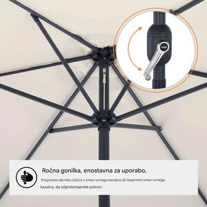 VonHaus 2522062- suncobran promjera 2,7 m s funkcijom nagiba u boji slonovače/bež (Ivory)