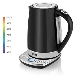 ETA Isabela 1587 90000 dizajnersko kuhalo za vodu od nehrđajućeg čelika s kontrolom temperature, 1,7 L, crno