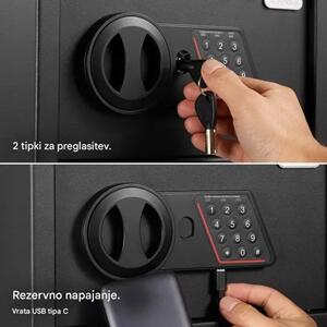 VonHaus Sigurnosni Sef 8,5L – Kompaktni Čelični Sef s Digitalnom Bravom i 2 Ključa