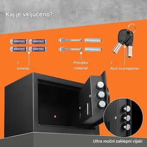 VonHaus Sigurnosni Sef 8,5L – Kompaktni Čelični Sef s Digitalnom Bravom i 2 Ključa