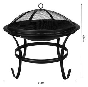 Kaminer DA00115 Vrtni Roštilj na Ugljen s Poklopcem – 56 cm Promjer – Crni – Kettle Design