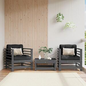 VidaXL Vrtne stolice s jastucima 2 kom sive od masivne borovine