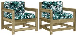 VidaXL Vrtne stolice s jastucima 2 kom od impregnirane borovine
