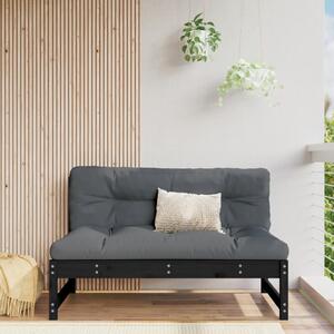VidaXL Srednja sofa crni 120x80 cm od masivne borovine