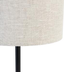 Moderna stolna lampa crna sa bukle sjenilom svijetlo siva 35 cm - Simplo