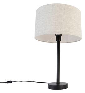 Moderna stolna lampa crna sa bukle sjenilom svijetlo siva 35 cm - Simplo