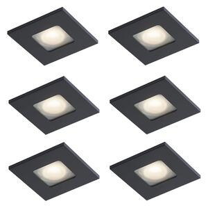 Set od 6 modernih ugradbenih reflektora crni rotirajući i nagibni IP44 - Qure