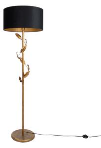 Podna svjetiljka zlatna s crnim sjenilom i zlatnom unutrašnjosti 50 cm - Linden
