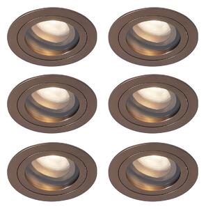 Set od 6 modernih ugradbenih reflektora tamne bronce, rotirajućih i nagibnih IP44 - Chuck