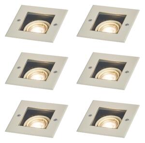 Set od 6 modernih bež reflektora za tlo GU10 50mm rotirajućih i nagibnih IP65 - Oneon
