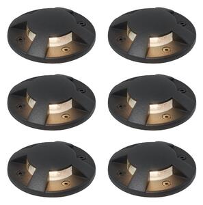 Set od 6 modernih reflektora za tlo crni GU10 50mm 4-svjetlosni efekt IP65 - Cellar