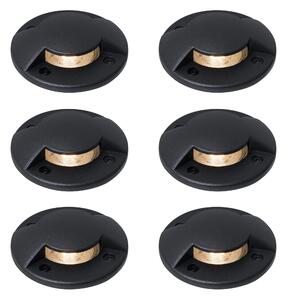 Set od 6 modernih ugradbenih reflektora crni GU10 50mm s 2 svjetlosna efekta IP65 - Cellar