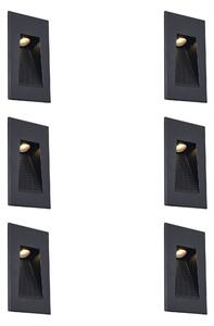 Set od 6 modernih ugradbenih zidnih svjetiljki crne boje 7 cm uklj. LED IP65 - Trem