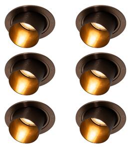 Set od 6 modernih ugradbenih reflektora tamno brončane boje okrugli nagibni - Installa