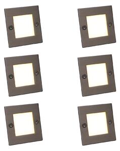 Set od 6 modernih ugradbenih reflektora čelik uklj. LED - Square 7