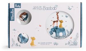 Porculanski dječji blagovaonski set 3 kom Sous mon Baobab - Moulin Roty