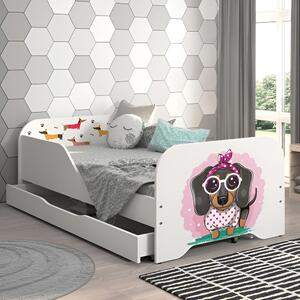 Kompletan dječji krevet 140 x 70 cm s madracem i rešetkom - SWEET DOG