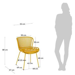 Senf žuta vrtna stolica sa čeličnom konstrukcijom Kave Home Surpik