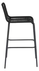 Crna barska stolica sa čeličnom konstrukcijom La Forma Glenville, visina 74 cm