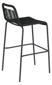 Crna barska stolica sa čeličnom konstrukcijom La Forma Glenville, visina 74 cm