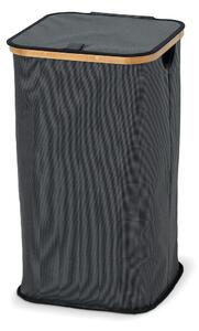 Antracitno siva tekstilna košara za rublje s bambusovim obrubom Domopak Hamper, visina 58,5 cm