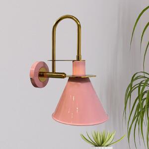 ROYALTECH Zidna lampa Ramsay, ružičasta/zlatna, visina 35 cm, metalna, prigušiva, Zlato / mjed, Dnevni boravak/blagovaonica, Metal