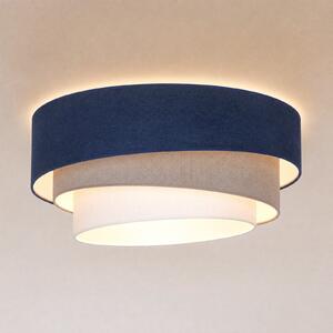 Duolla Stropna lampa Trio, tamnoplava/bež, Ø 60 cm, tkanina, E27, Plava, Kuhinja, Tkanina / tekstil