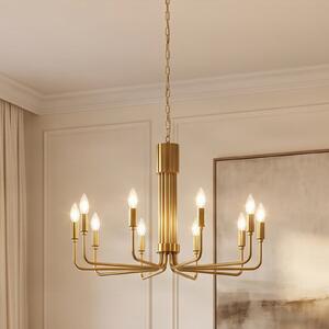 Lindby luster Elanova, mesing, 10 žarulja, Ø 80 cm, E14, prigušiva, Zlato / mjed, Dnevni boravak/blagovaonica, Metal