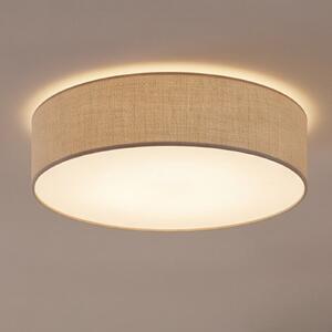 Eko-Light Stropna svjetiljka Leano, siva, lanena tkanina, Ø 50 cm, prigušiva, Sivo, Dnevni boravak/blagovaonica, Tkanina / tekstil