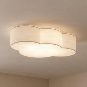 TK Lighting Stropna svjetiljka Cloud, bijela, tekstil, dužina 62 cm, E27, 4 žarulje., prigušiva, Bijela, Dnevni boravak/blagovaonica, Tkanina / tekstil