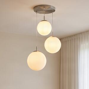 Lindby viseća lampa Heleska, bijela, staklo, 3 žarulje, Ø 47cm, prigušiva, Bijela, Dnevni boravak/blagovaonica, Staklo, Zavjese u paketu
