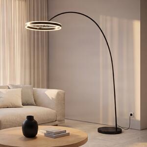 Lucande LED lučna svjetiljka Yekta, crna, 183 cm, prigušiva, prigušiva, Crno, Dnevni boravak/blagovaonica, Metal