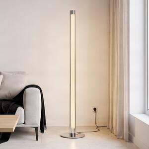 Lindby LED podna lampa Hadis, RGB, daljinski upravljač, bijela, 120 cm, prigušiva, Metalik, Dnevni boravak/blagovaonica, Plastika