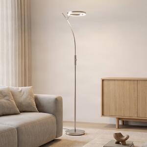 Lindby LED podna lampa Darion, siva, metalna, prigušiva, 180cm, prigušiva, Sivo, Dnevni boravak/blagovaonica, Metal