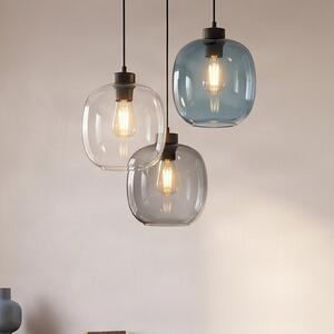 TK Lighting Viseće svjetlo Elio, staklo, plavo/prozirno/sivo, Ø 52 cm, 3 žarulje, prigušiva, Providna, Dnevni boravak/blagovaonica, Staklo, Zavjese u paketu