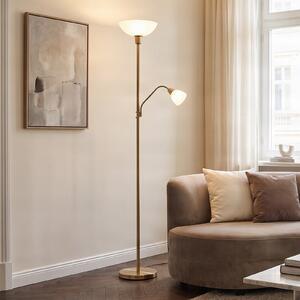 Lindby Jost stropna lampa, 180 cm, mesing, lampa za čitanje, E27, Zlato / mjed, Dnevni boravak/blagovaonica, Metal