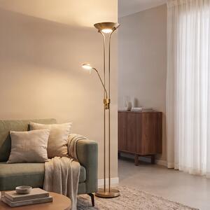 Lindby LED podna lampa Josefin, bronca, svjetlo za čitanje, prigušivanje, prigušiva, Bronca / stari mesing, Dnevni boravak/blagovaonica, Metal, Svjetlo za čitanje
