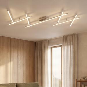 Lindby Kerem LED stropna svjetiljka, 345 cm, boja nikla, metal, prigušiva, Sivo, Dnevni boravak/blagovaonica, Metal