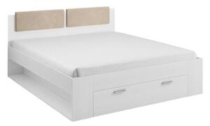 Krevet Austin J110Bračni, Bijela, 180x200, Laminirani iveral, Eko koža, 186x205x94cm