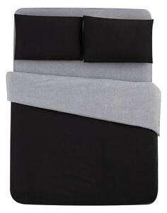 Crno-siva pamučna posteljina za bračni krevet/s produženom plahtom 200x220 cm - Mila Home