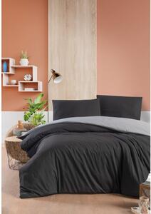 Crno-siva pamučna posteljina za krevet za jednu osobu/s produženom plahtom 160x220 cm - Mila Home