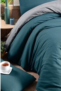 Pamučna posteljina za bračni krevet/s produženom plahtom petrolej boje/siva 200x220 cm - Mila Home